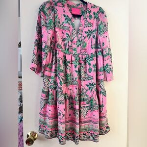 Lilly Pulitzer Pink and Green Tiered Tunic Dress
